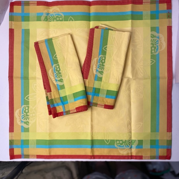 Fateba Lot Jacquard 1 Placemat 2 Napkins Made in Portugal 100% Cotton Bright. - Picture 7 of 8